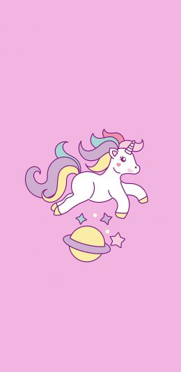 [2436x1125]粉 独角兽 可爱 绘画 苹果手机动漫壁纸图片