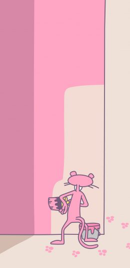 [2436x1125]粉红豹 背影 漫画 刷墙 苹果手机动漫壁纸图片