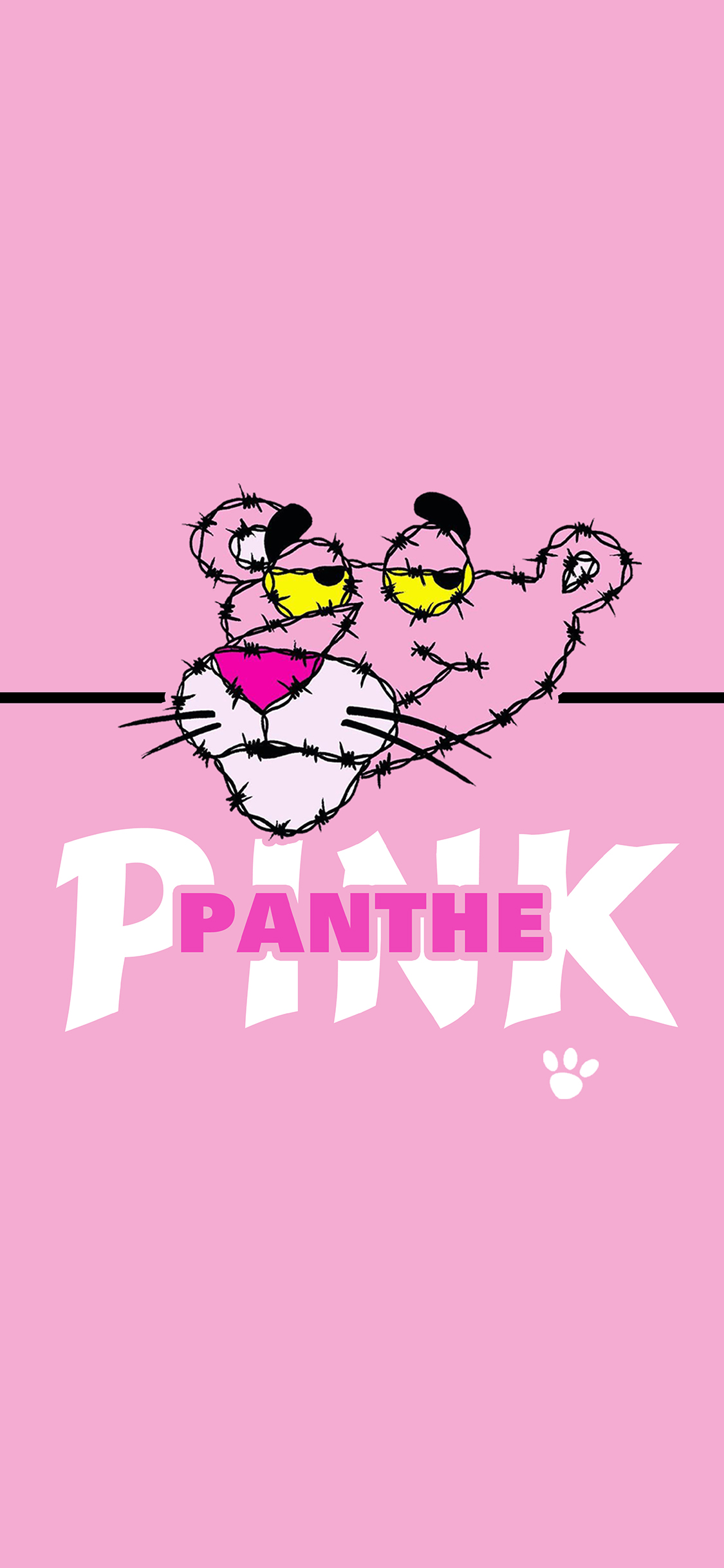 [2436×1125]粉红豹 顽皮豹 粉色 pink 铁丝线 苹果手机动漫壁纸图片