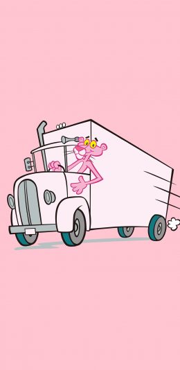 [2436x1125]粉红豹 顽皮豹 粉色 动画 开车 苹果手机动漫壁纸图片