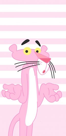 [2436x1125]粉红顽皮豹 卡通 条纹 粉色 苹果手机动漫壁纸图片