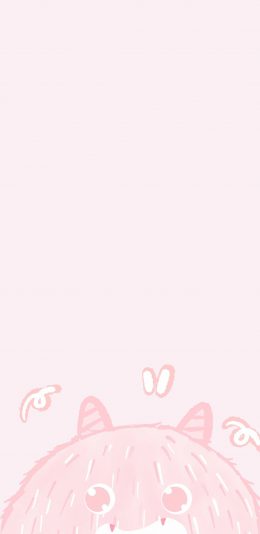 [2436x1125]粉色 可爱 小怪兽 苹果手机动漫壁纸图片