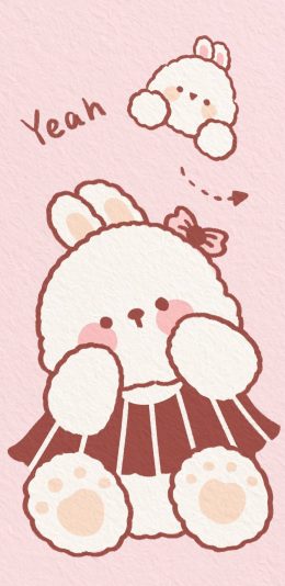 [2436x1125]粉色 少女心 卡通 兔兔 苹果手机动漫壁纸图片