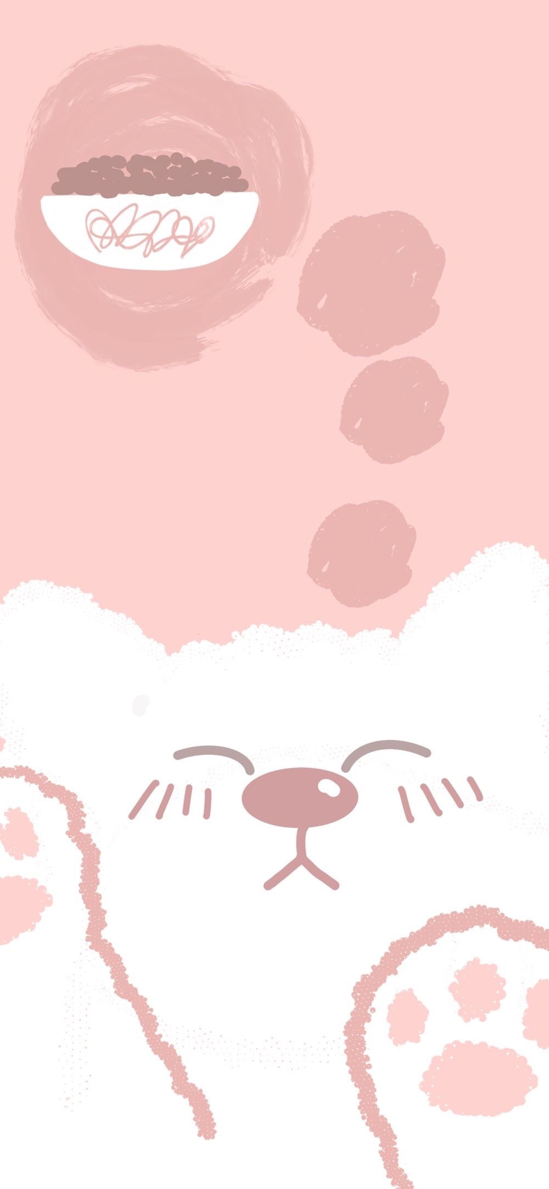 [2436×1125]粉色 少女心 猫咪 猫爪 可爱 苹果手机动漫壁纸图片