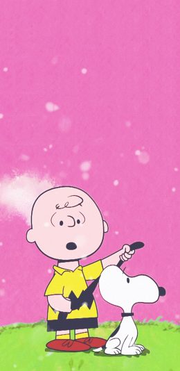 [2436x1125]粉色 美国 花生漫画 史努比 查理布朗 苹果手机动漫壁纸图片