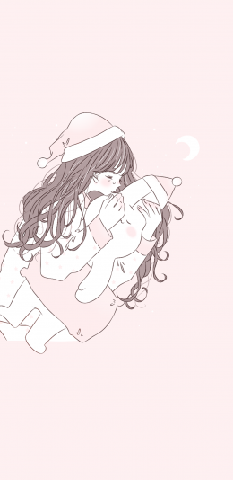 [2436x1125]粉色 背景 动漫 少女 二次元 苹果手机动漫壁纸图片
