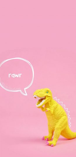 [2436x1125]粉色 背景 小恐龙 黄色 苹果手机动漫壁纸图片