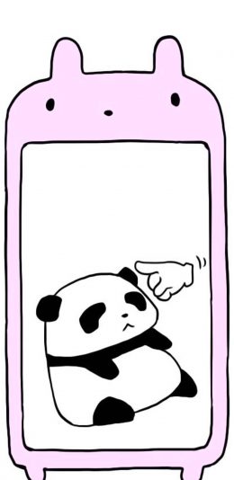 [2436x1125]粉色兔子 卡通小熊猫 趣味 苹果手机动漫壁纸图片