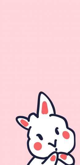 [2436x1125]粉色背景 卡通 兔子 可爱 苹果手机动漫壁纸图片
