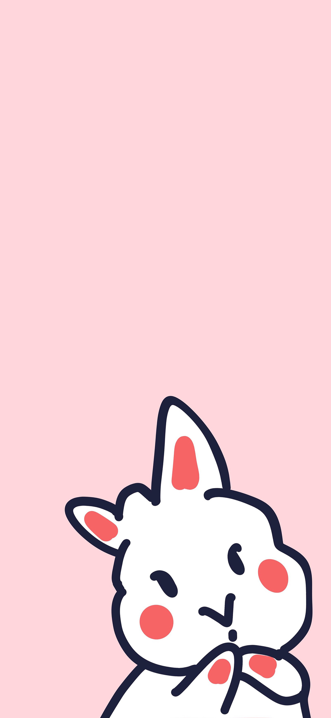 [2436×1125]粉色背景 卡通 兔子 可爱 苹果手机动漫壁纸图片