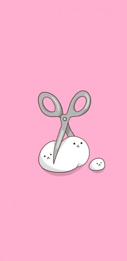 [2436x1125]粉色背景 卡通 团子 萌 苹果手机动漫壁纸图片