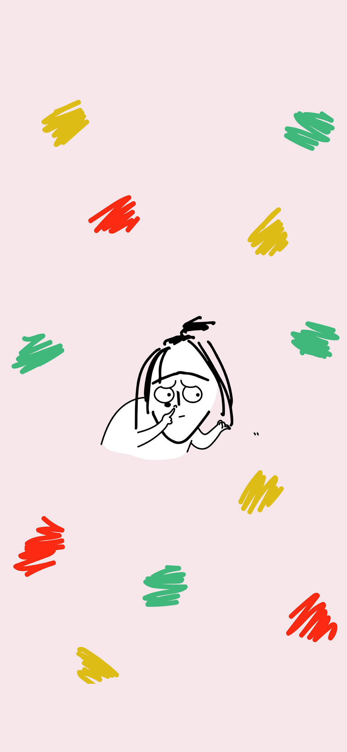 [2436×1125]粉色背景 卡通 女孩 UGLY BABY 苹果手机动漫壁纸图片