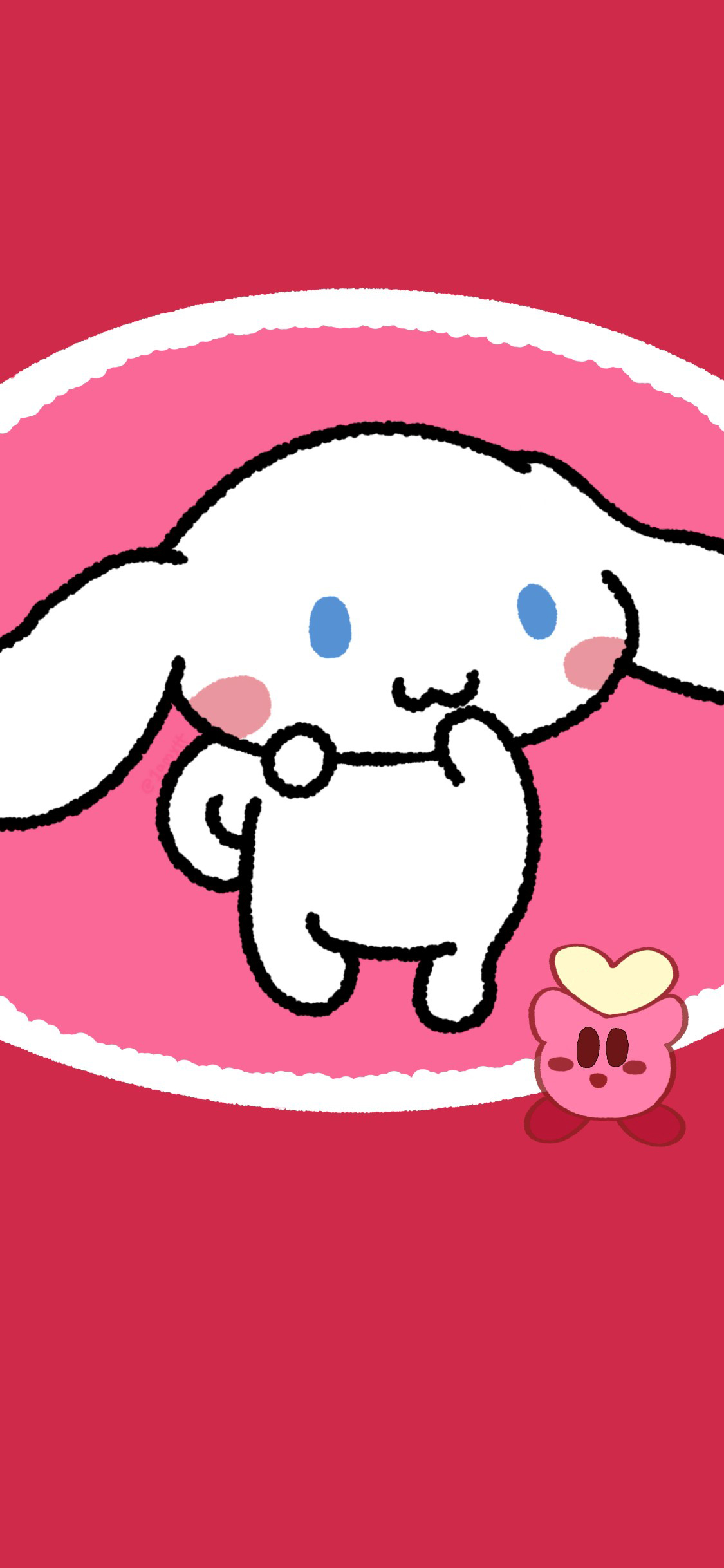 [2436×1125]粉色背景 卡通 玉桂狗 星之卡比 苹果手机动漫壁纸图片