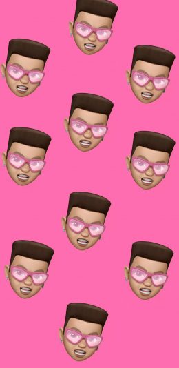 [2436x1125]粉色背景 卡通 男头 平铺 苹果手机动漫壁纸图片