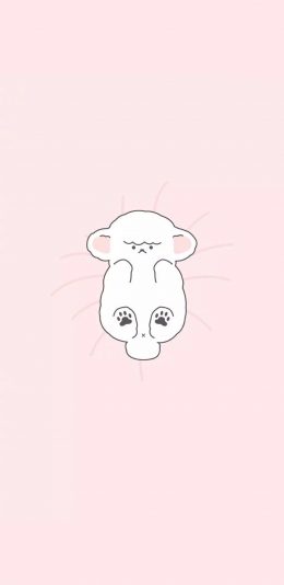 [2436x1125]粉色背景 卡通 羔羊 苹果手机动漫壁纸图片