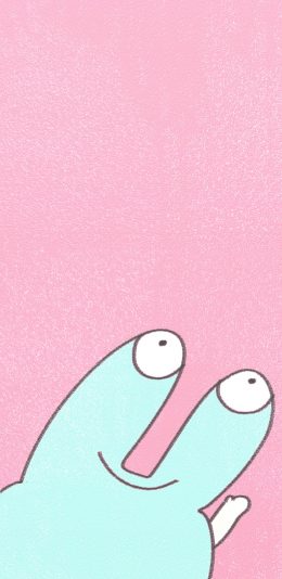 [2436x1125]粉色背景 卡通 萌物 大眼睛 苹果手机动漫壁纸图片