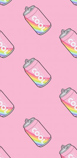 [2436x1125]粉色背景 卡通 饮品 cool 平铺 苹果手机动漫壁纸图片