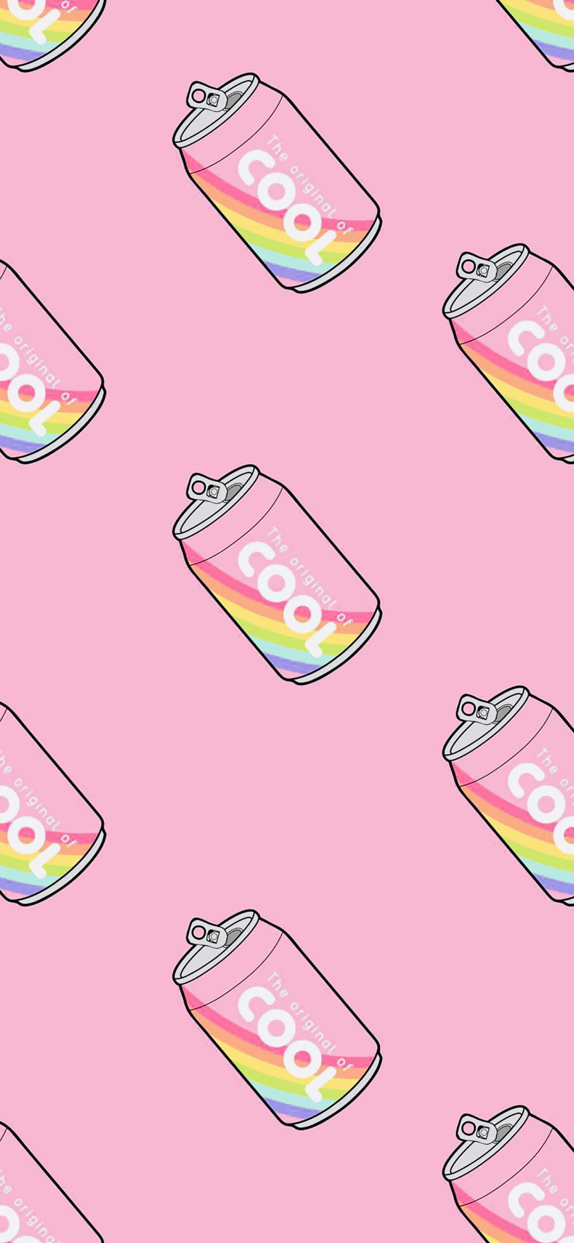 [2436×1125]粉色背景 卡通 饮品 cool 平铺 苹果手机动漫壁纸图片