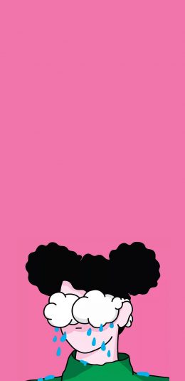 [2436x1125]粉色背景 女孩 卡通 趣味 苹果手机动漫壁纸图片