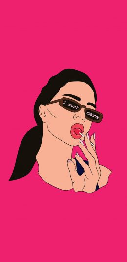 [2436x1125]粉色背景 女星 肯豆 卡通形象 苹果手机动漫壁纸图片