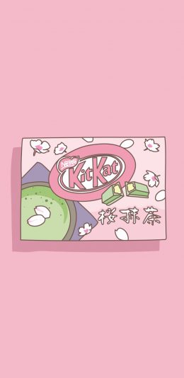 [2436x1125]粉色背景 标签 抹茶 苹果手机动漫壁纸图片