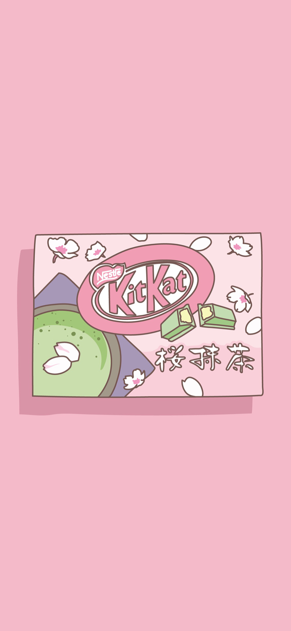 [2436×1125]粉色背景 标签 抹茶 苹果手机动漫壁纸图片