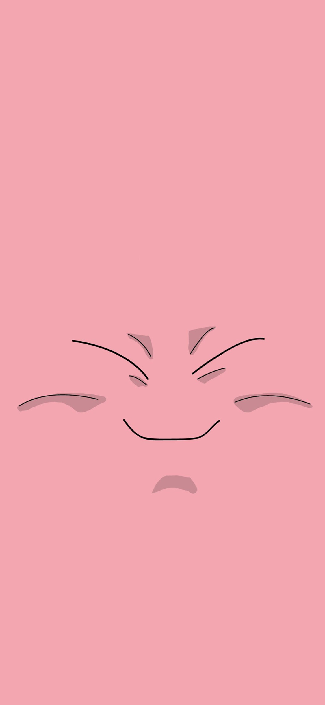 [2436×1125]粉色背景 简笔画表情 苹果手机动漫壁纸图片