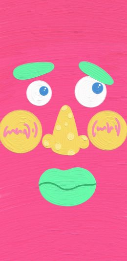 [2436x1125]粉色背景 表情 愁眉苦脸 丑萌 苹果手机动漫壁纸图片