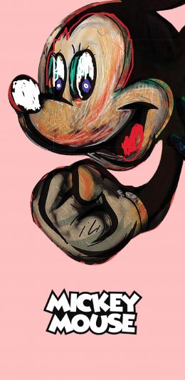 [2436x1125]粉色背景 迪士尼 米奇 （取自微博：G195） 苹果手机动漫壁纸图片