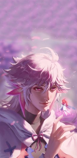 [2436x1125]精灵 插图 粉色 二次元 苹果手机动漫壁纸图片