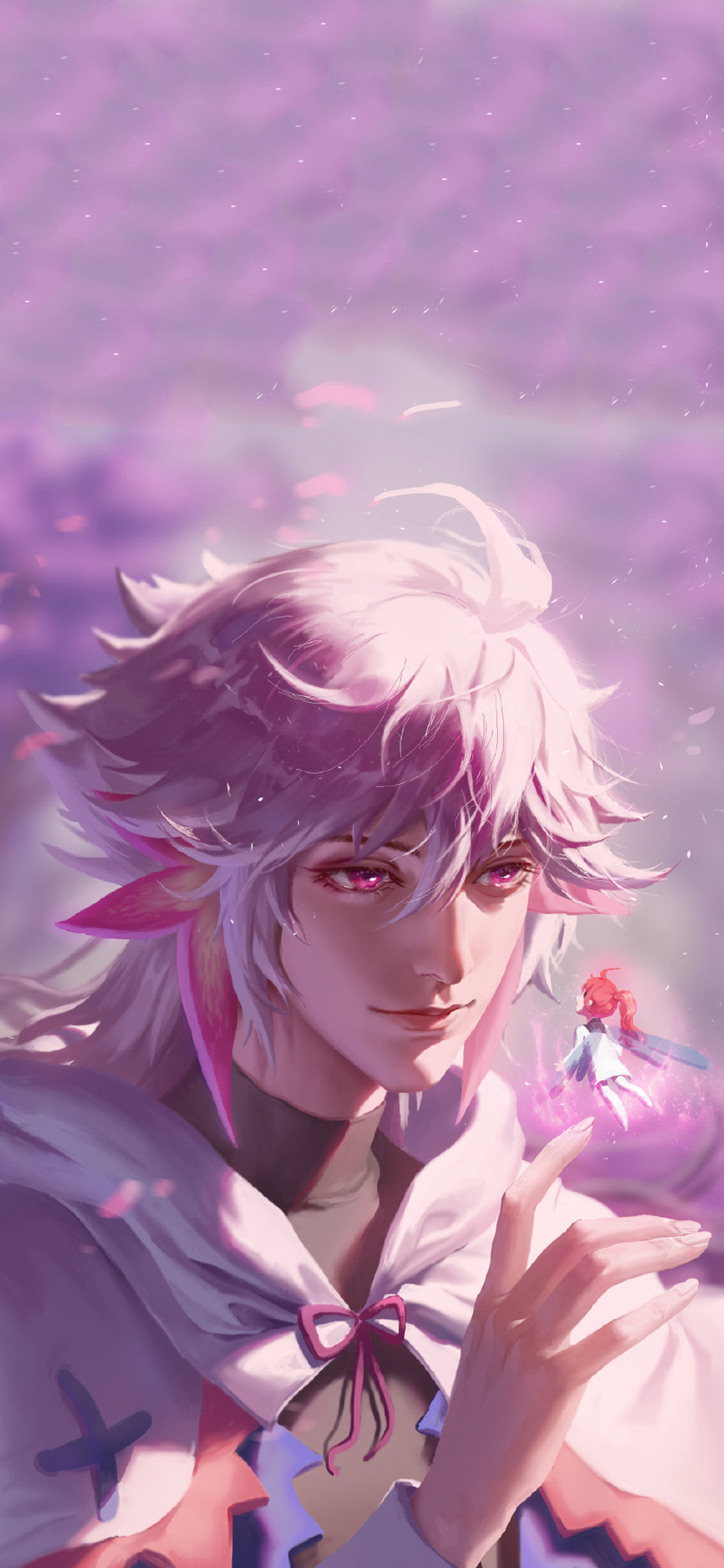 [2436×1125]精灵 插图 粉色 二次元 苹果手机动漫壁纸图片