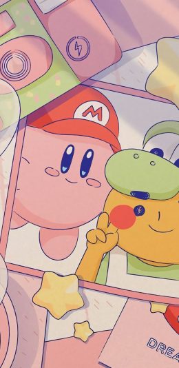 [2436x1125]精灵宝可梦 星之卡比 皮卡丘 苹果手机动漫壁纸图片