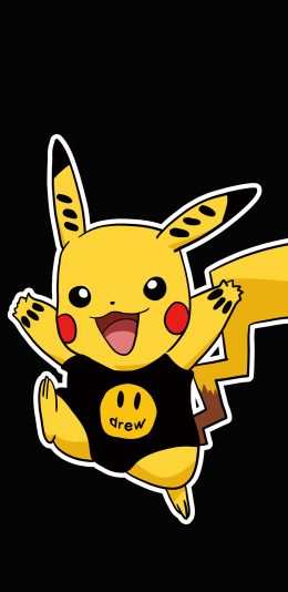 [2436x1125]精灵宝可梦 皮卡丘 drew 联名 苹果手机动漫壁纸图片