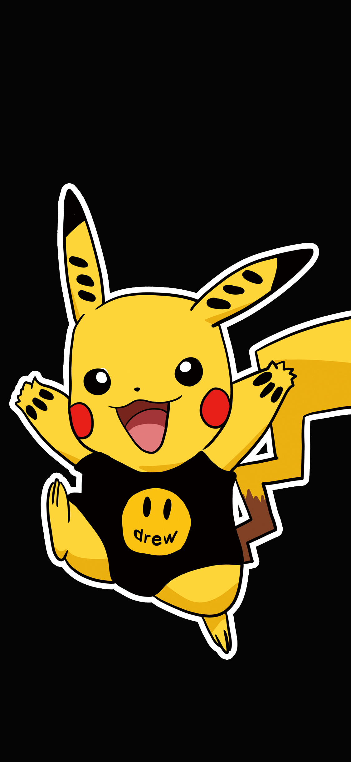 [2436×1125]精灵宝可梦 皮卡丘 drew 联名 苹果手机动漫壁纸图片
