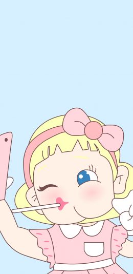 [2436x1125]糖不二 糖妞 可爱 自拍 女孩 苹果手机动漫壁纸图片