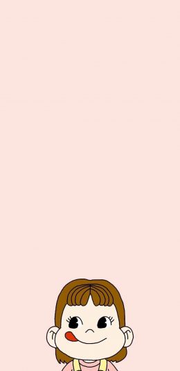 [2436x1125]糖不二家 甜妞 小女孩 卡通 可爱 嘴馋 粉色 苹果手机动漫壁纸图片