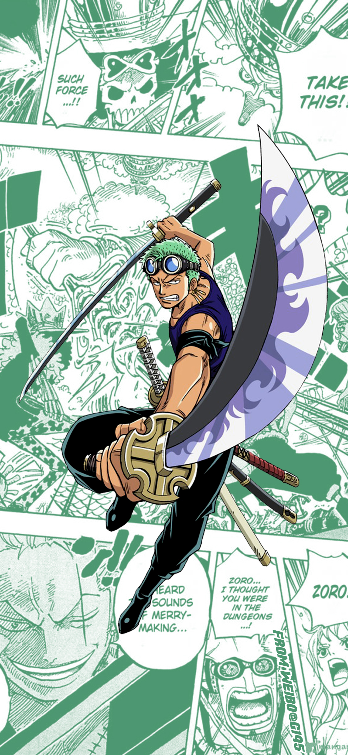 [2436×1125]索隆 海贼王 漫画 日本 刀剑 苹果手机动漫壁纸图片