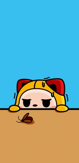 [2436x1125]紧张 虫子 卡通 可爱 苹果手机动漫壁纸图片