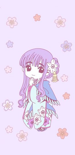 [2436x1125]紫色背景 动漫 萝莉 日系 苹果手机动漫壁纸图片