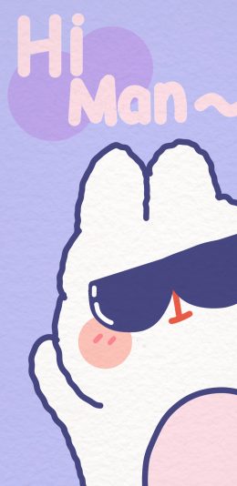 [2436x1125]紫色背景 卡通 兔子 hi 苹果手机动漫壁纸图片