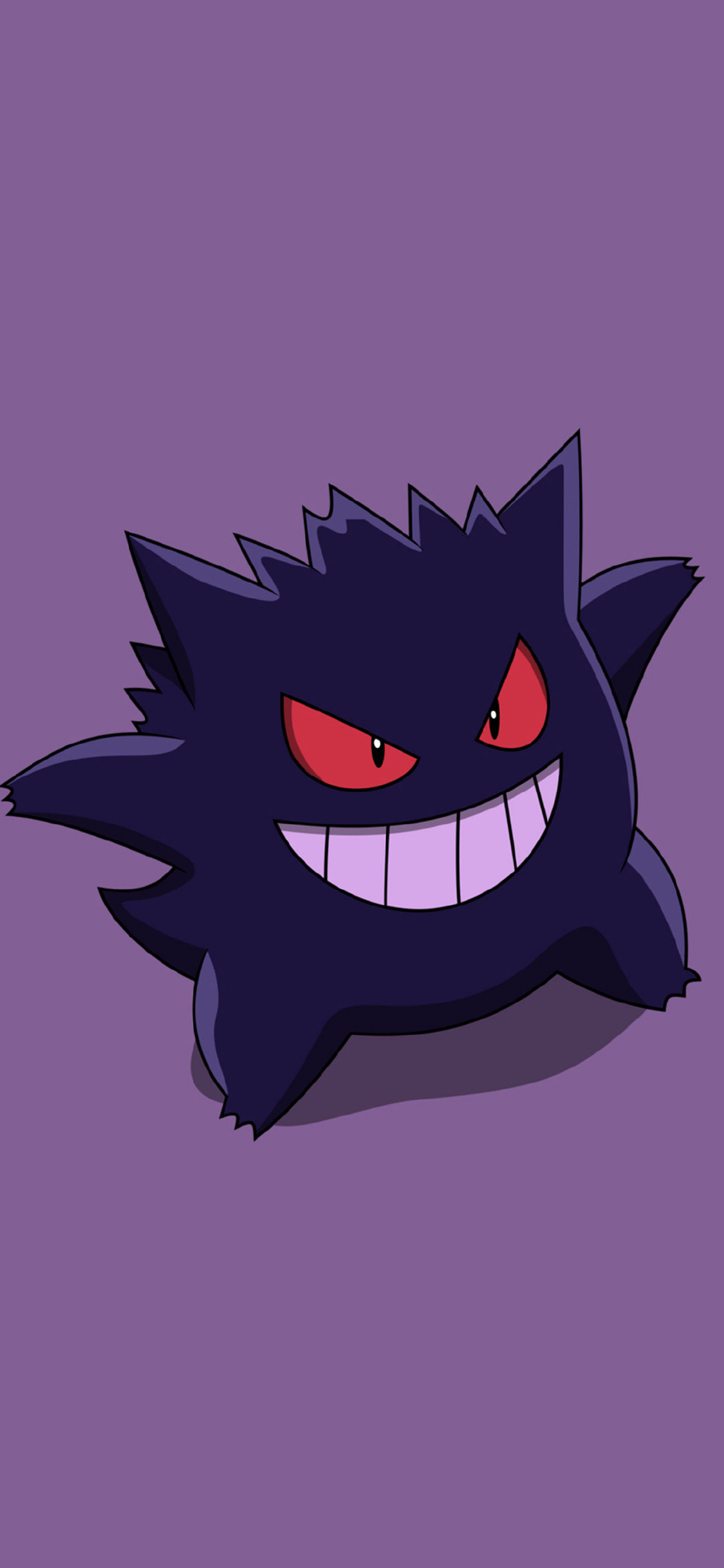 [2436×1125]紫色背景 耿鬼 精灵宝可梦 苹果手机动漫壁纸图片