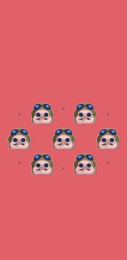 [2436x1125]红猪 动画 宫崎骏 粉色 日本 苹果手机动漫壁纸图片