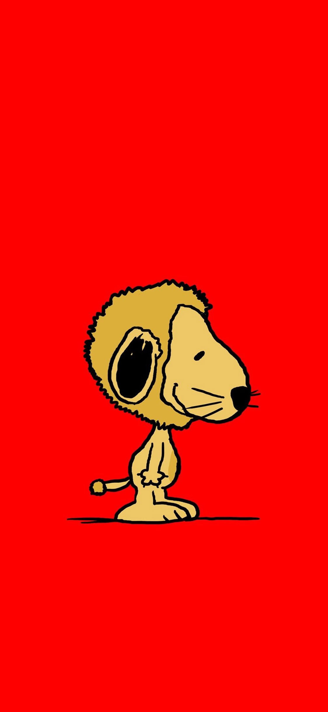 [2436×1125]红色背景 美国 花生漫画 史努比 苹果手机动漫壁纸图片