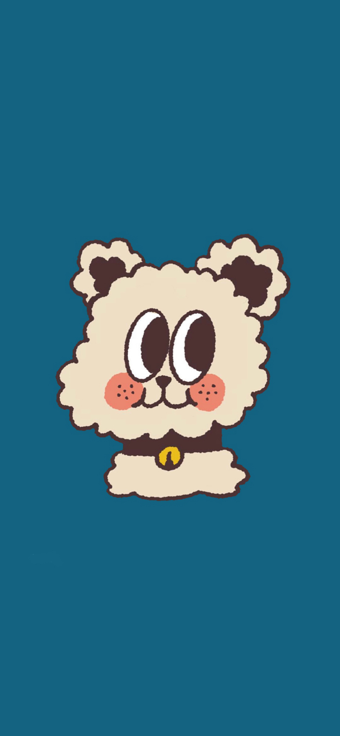 [2436×1125]纯色 蓝色背景 卡通 小狗 苹果手机动漫壁纸图片