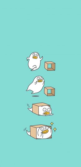 [2436x1125]纯色背景 卡通 小刘鸭 可爱 苹果手机动漫壁纸图片