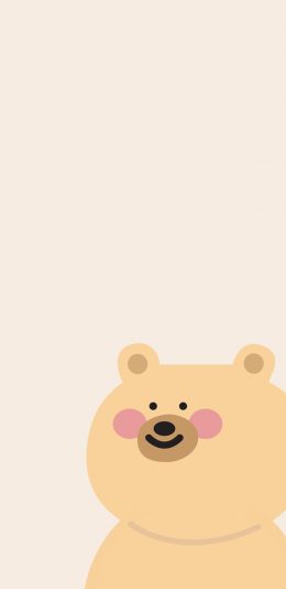 [2436x1125]纯色背景 卡通 小熊 腮红 可爱 苹果手机动漫壁纸图片