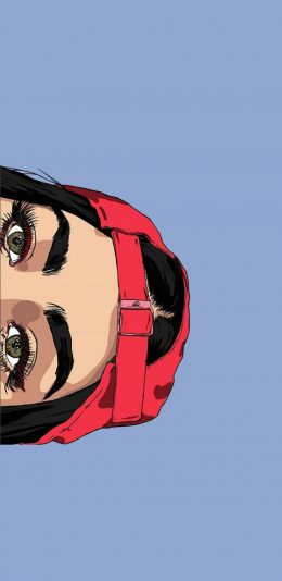 [2436x1125]纯色背景 卡通 美女 欧美 浓眉大眼 苹果手机动漫壁纸图片