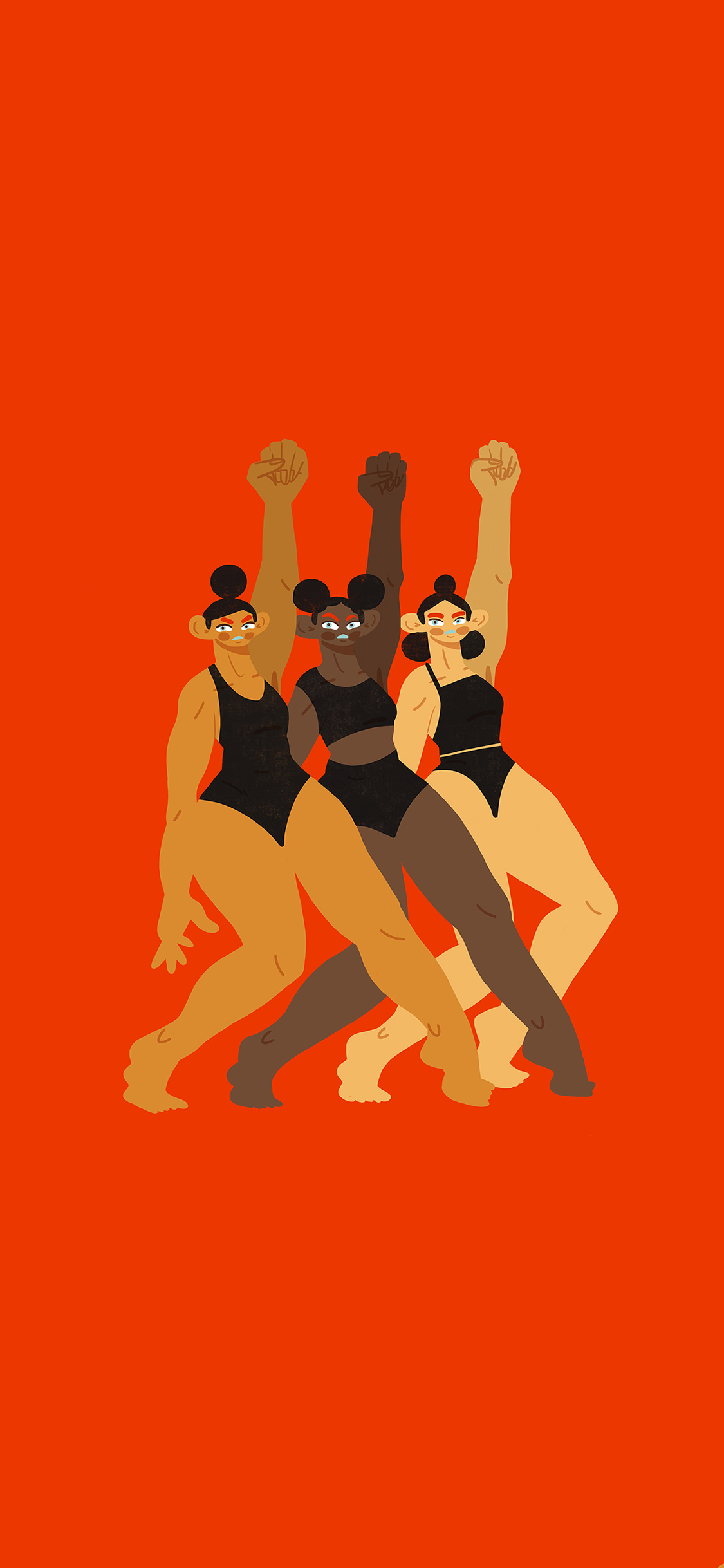 [2436×1125]纯色背景 卡通 肌肉少女 苹果手机动漫壁纸图片