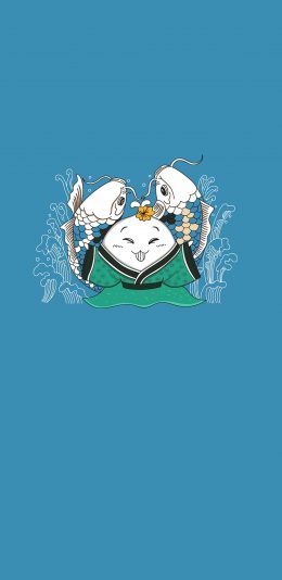 [2436x1125]纯色背景 星座 双鱼座 苹果手机动漫壁纸图片