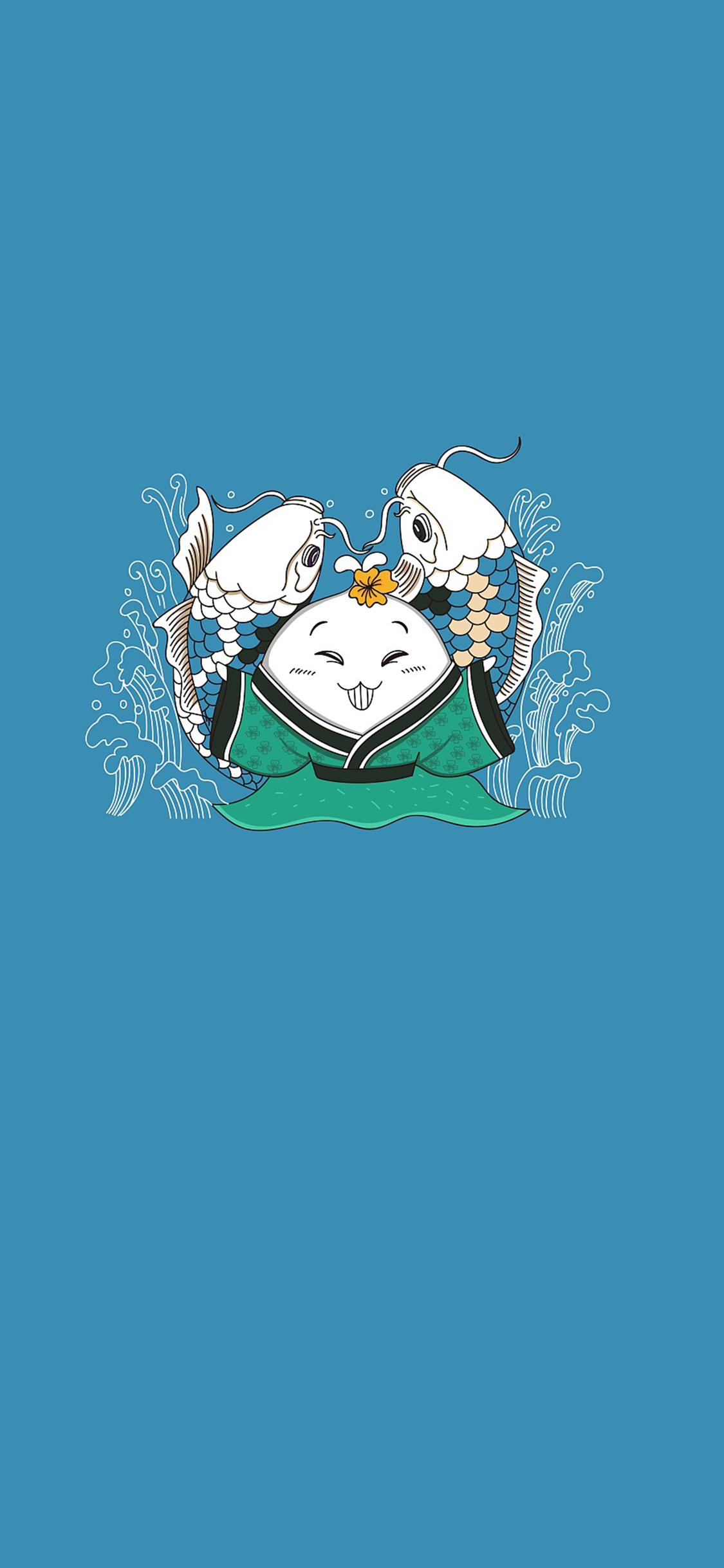 [2436×1125]纯色背景 星座 双鱼座 苹果手机动漫壁纸图片